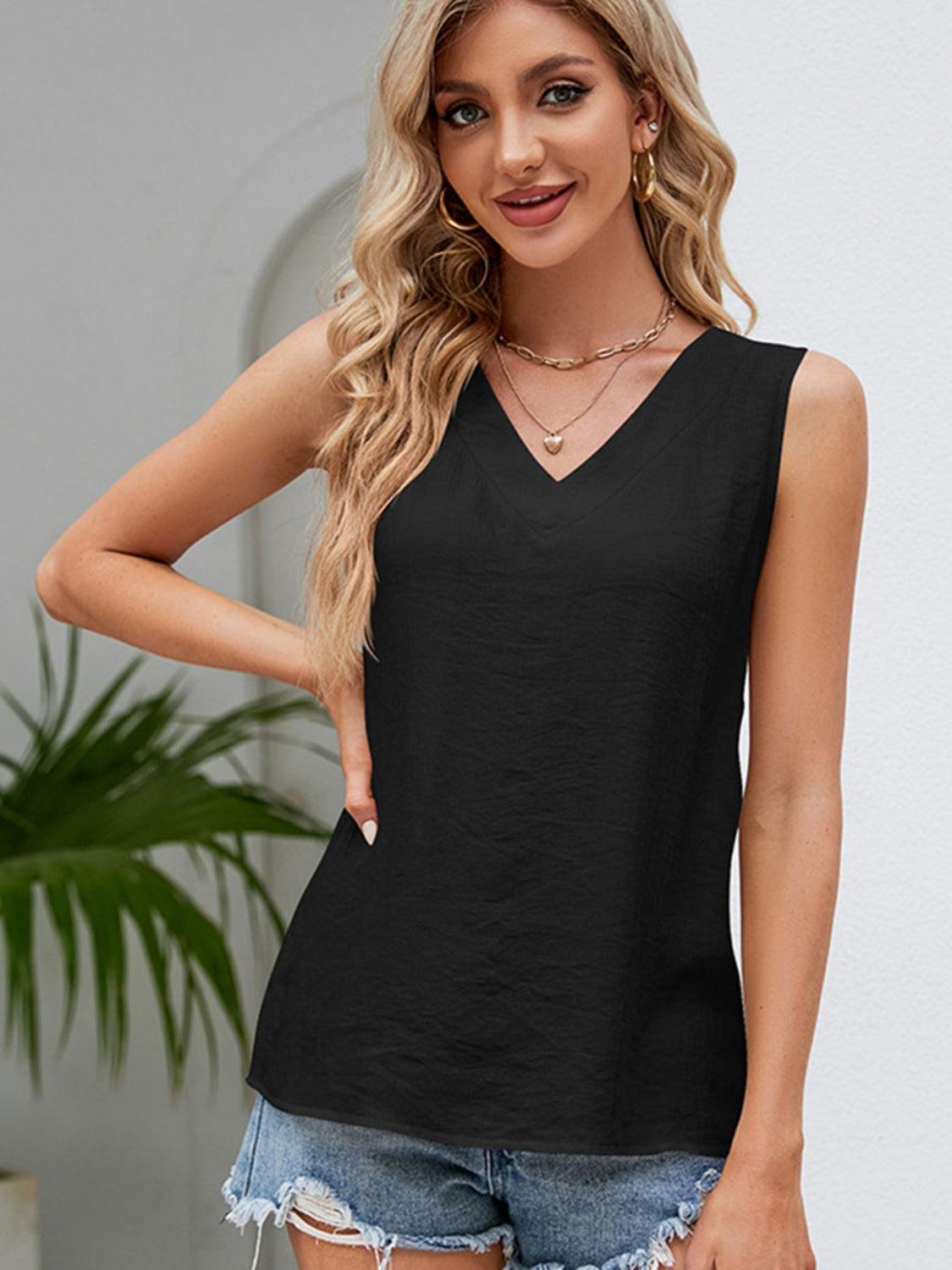 V-Neck Wide Strap Tank - KevRow5760