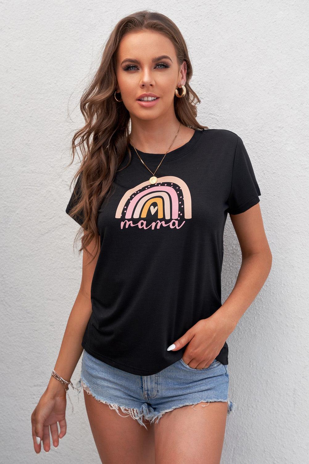 Women Graphic Round Neck Tee Shirt - KevRow5760