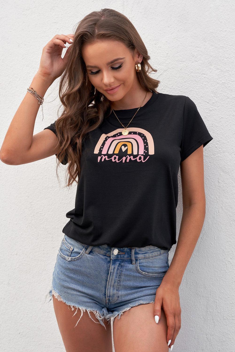 Women Graphic Round Neck Tee Shirt - KevRow5760