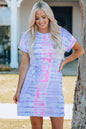 Women Tie-Dye Belted T-Shirt Dress - KevRow5760