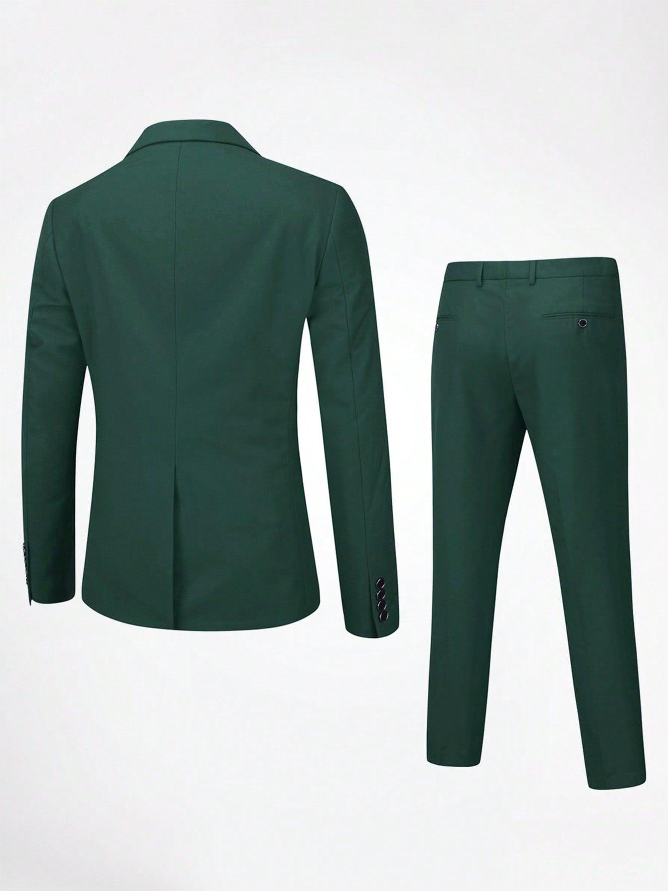 CLOUDSTYLE Men Flap Detail Blazer & Waistcoat & Suit Pants - KevRow5760