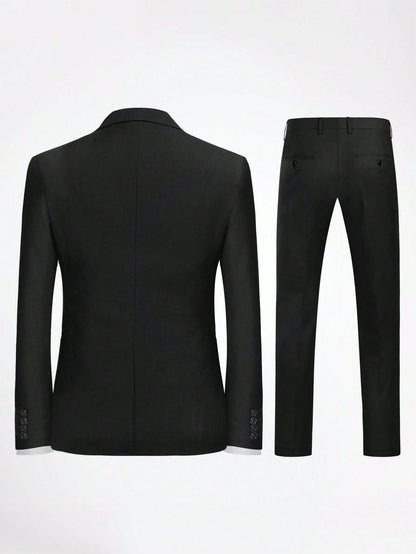 CLOUDSTYLE Men Flap Detail Blazer & Waistcoat & Suit Pants - KevRow5760