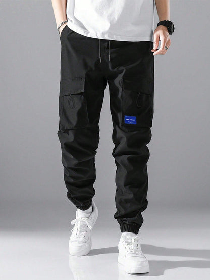 Fashionable Casual Drawstring Waist Cargo Pants For Tween Boys - KevRow5760