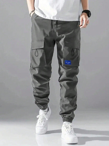 Fashionable Casual Drawstring Waist Cargo Pants For Tween Boys - KevRow5760