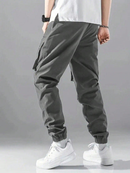 Fashionable Casual Drawstring Waist Cargo Pants For Tween Boys - KevRow5760