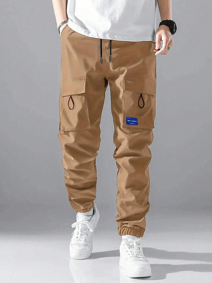 Fashionable Casual Drawstring Waist Cargo Pants For Tween Boys - KevRow5760