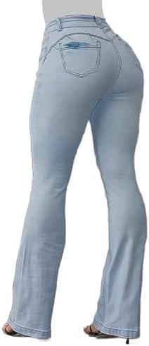 Flamingals Jeans for Women Booty Shaping Stretch Curvy Flare Leg Tummy Control - KevRow5760