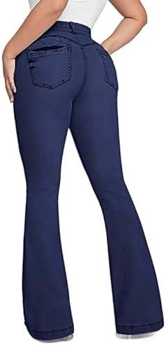 Flamingals Jeans for Women Booty Shaping Stretch Curvy Flare Leg Tummy Control - KevRow5760