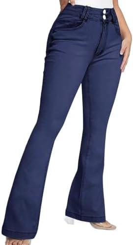 Flamingals Jeans for Women Booty Shaping Stretch Curvy Flare Leg Tummy Control - KevRow5760