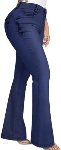 Flamingals Jeans for Women Booty Shaping Stretch Curvy Flare Leg Tummy Control - KevRow5760