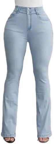 Flamingals Jeans for Women Booty Shaping Stretch Curvy Flare Leg Tummy Control - KevRow5760