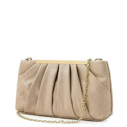 CLUCI Clutch Purse for Women,Elegant Pleated Evening Bag, Foldover PU Leather Crossbody Shoulder Handbag - KevRow5760