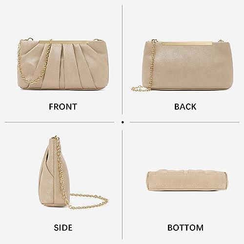 CLUCI Clutch Purse for Women,Elegant Pleated Evening Bag, Foldover PU Leather Crossbody Shoulder Handbag - KevRow5760