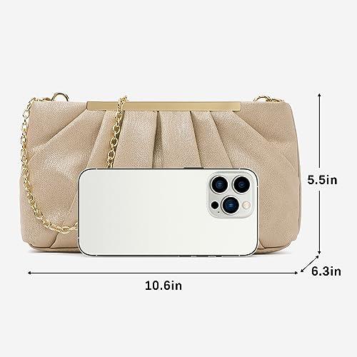 CLUCI Clutch Purse for Women,Elegant Pleated Evening Bag, Foldover PU Leather Crossbody Shoulder Handbag - KevRow5760