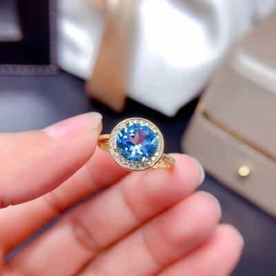 Elegant 18K Gold-Plated Artificial Gemstone Ring with Sparkling Gems