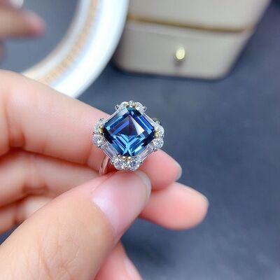 Square Shape Artificial Gemstone Platinum-Plated Ring - KevRow5760