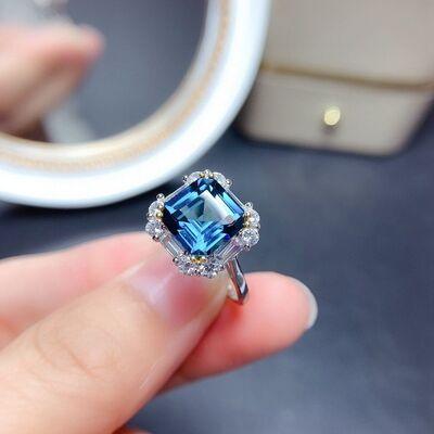 Square Shape Artificial Gemstone Platinum-Plated Ring - KevRow5760