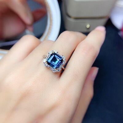 Square Shape Artificial Gemstone Platinum-Plated Ring - KevRow5760